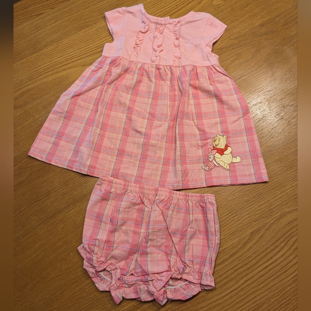 2 Piece Winnie the Pooh & Piglet Dress with Diaper Cover/Panties 12 Months NWoT